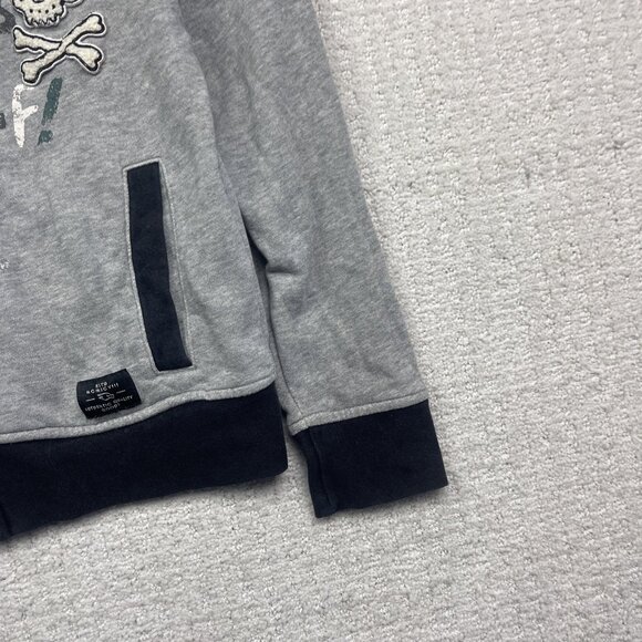 Y2K Tony Hawk Hoodie Boys Grey / Blue Skate Skull AOP Embroidery Full Zip Read - Picture 4 of 12